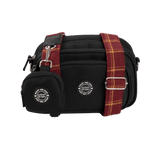 Dog Walking Bag - Black with Mulberry Plaid Strap - Bailey and Coco (UK)