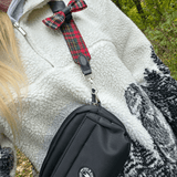 Dog Walking Bag - Black with Red Highland Tartan Strap - Bailey and Coco (UK)