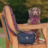 Dog Walking Bag - Black with Red Highland Tartan Strap - Bailey and Coco (UK)