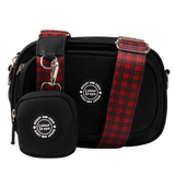 Dog Walking Bag - Black with Red Tartan Strap - Bailey and Coco (UK)