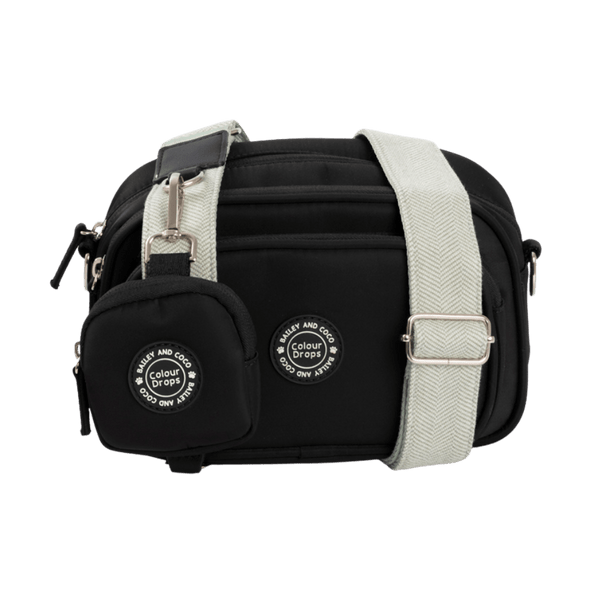Dog Walking Bag - Black with Sage Tweed Strap - Bailey and Coco (UK)