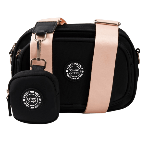Dog Walking Bag - Black with Spice It Up Strap - Bailey and Coco (UK)