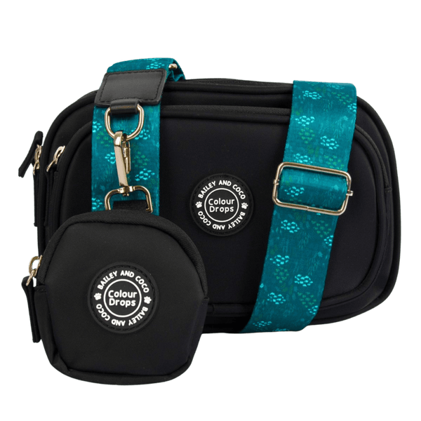 Dog Walking Bag - Black with Touch Grass Strap - Bailey and Coco (UK)