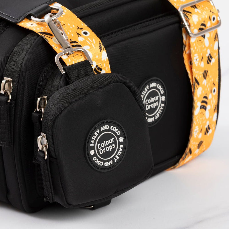 Dog Walking Bag - Black with Wanna - Bee Strap - Bailey and Coco (UK)
