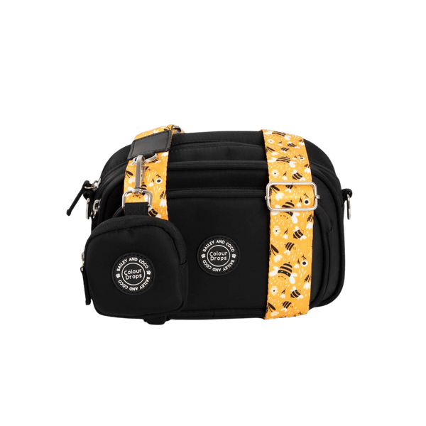 Dog Walking Bag - Black with Wanna - Bee Strap - Bailey and Coco (UK)