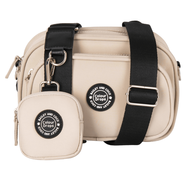 Dog Walking Bag - Latte with Black Strap - Bailey and Coco (UK)