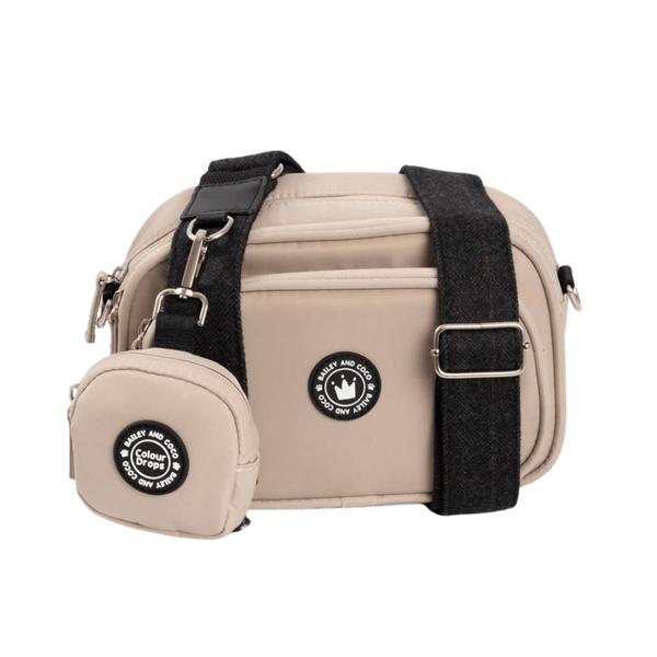 Dog Walking Bag - Latte with Charcoal Tweed Strap - Bailey and Coco (UK)