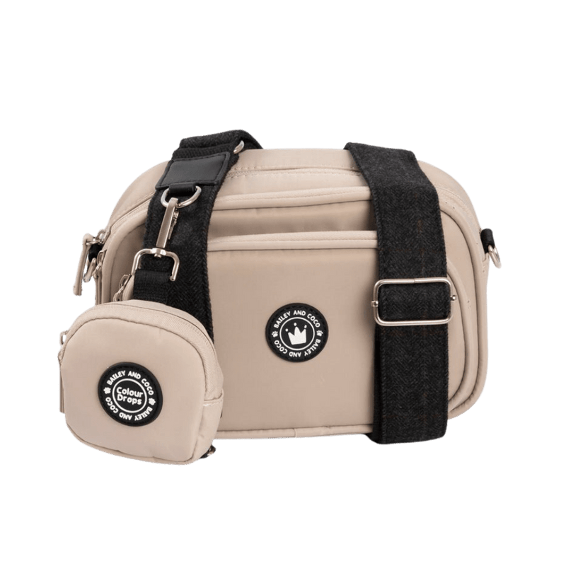 Dog Walking Bag - Latte with Charcoal Tweed Strap - Bailey and Coco (UK)