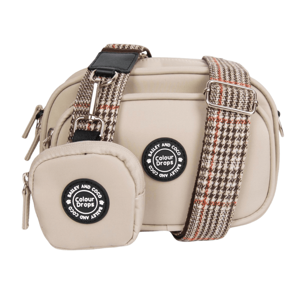 Dog Walking Bag - Latte with Heritage Plaid Strap - Bailey and Coco (UK)