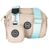 Dog Walking Bag - Latte with Ice Teal Strap - Bailey and Coco (UK)