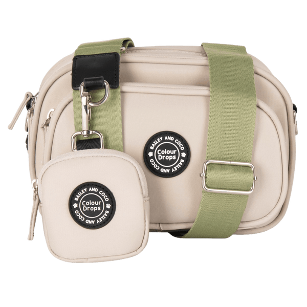 Dog Walking Bag - Latte with Khaki Strap - Bailey and Coco (UK)