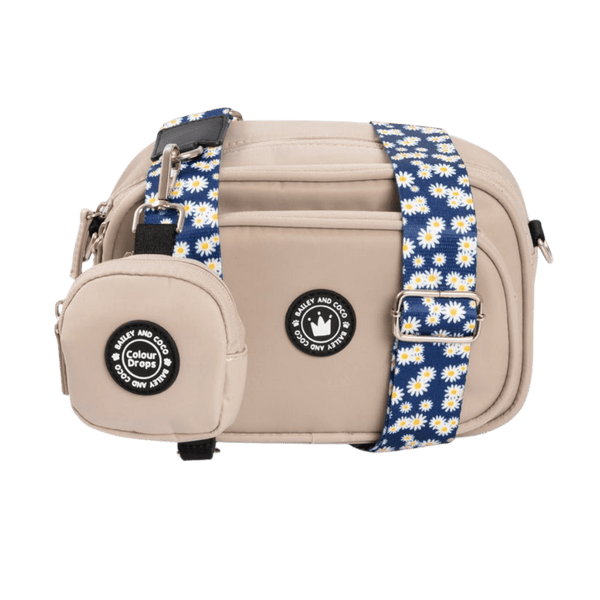 Dog Walking Bag - Latte with Loves me, Loves me not Daisy Strap - Bailey and Coco (UK)