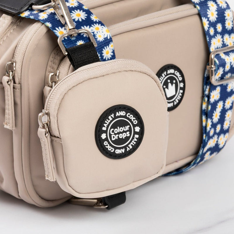 Dog Walking Bag - Latte with Loves me, Loves me not Daisy Strap - Bailey and Coco (UK)