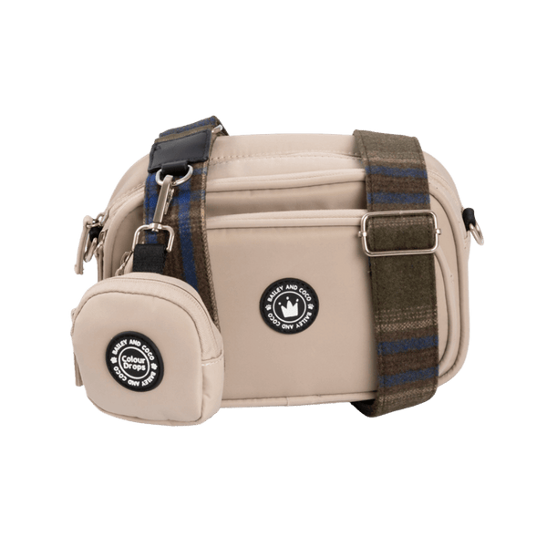 Dog Walking Bag - Latte with Mayfair Tweed Strap - Bailey and Coco (UK)