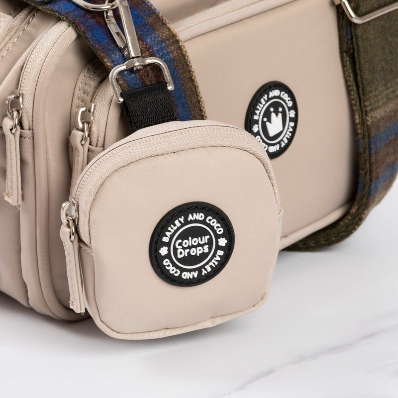 Dog Walking Bag - Latte with Mayfair Tweed Strap - Bailey and Coco (UK)