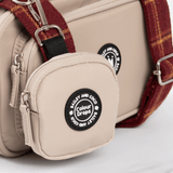 Dog Walking Bag - Latte with Mulberry Plaid Strap - Bailey and Coco (UK)
