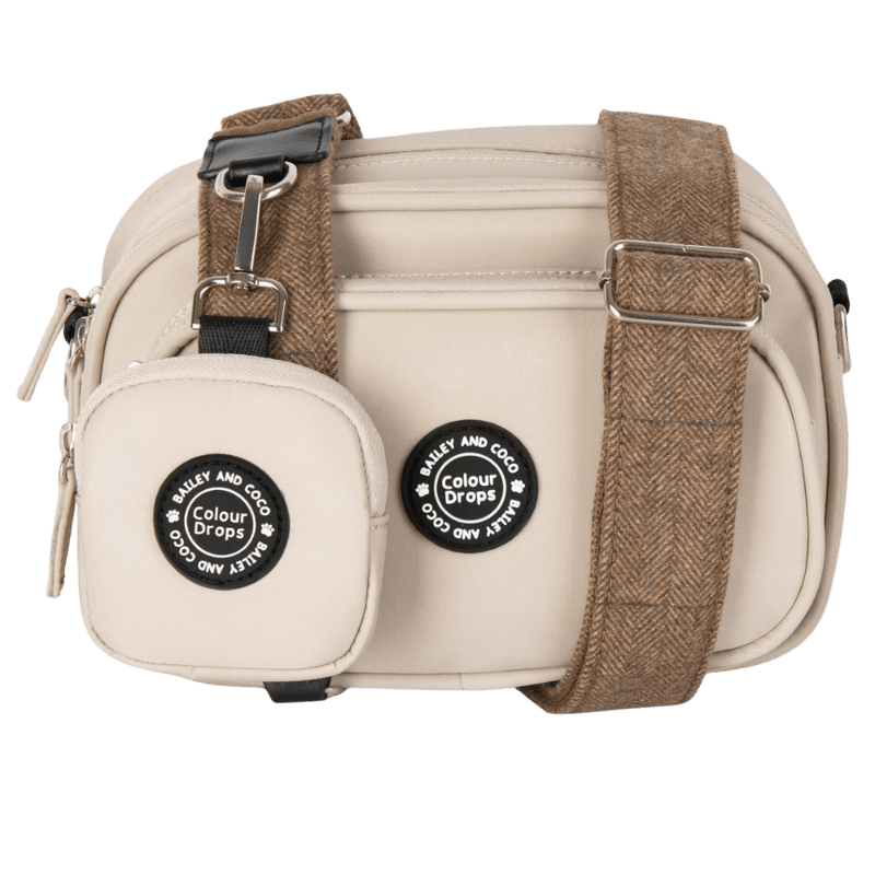 Dog Walking Bag - Latte with Oxford Tweed Strap - Bailey and Coco (UK)