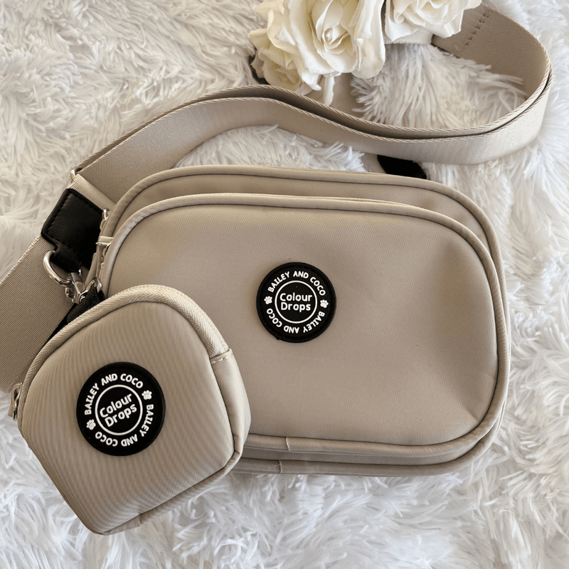 Dog Walking Bag - Latte with Oxford Tweed Strap - Bailey and Coco (UK)