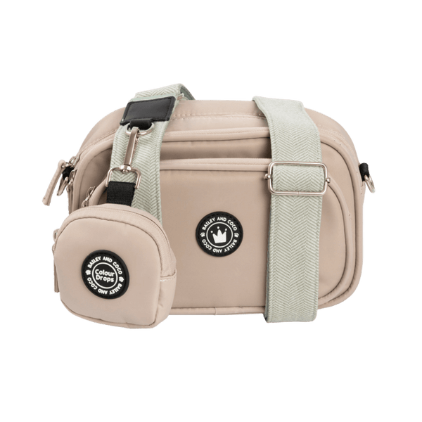 Dog Walking Bag - Latte with Sage Tweed Strap - Bailey and Coco (UK)