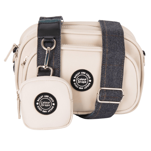 Dog Walking Bag - Latte with Slate Tweed Strap - Bailey and Coco (UK)