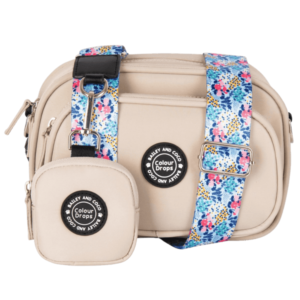 Dog Walking Bag - Latte with Spring Dreams Strap - Bailey and Coco (UK)