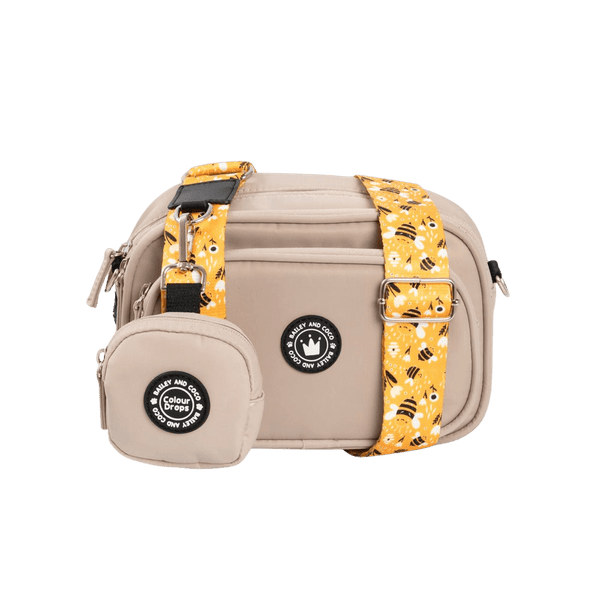 Dog Walking Bag - Latte with Wanna - Bee Strap - Bailey and Coco (UK)
