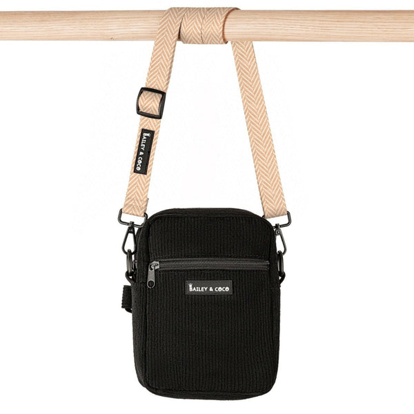Dog Walking Bag With Almond Tweed Strap - Black - Bailey and Coco (UK)