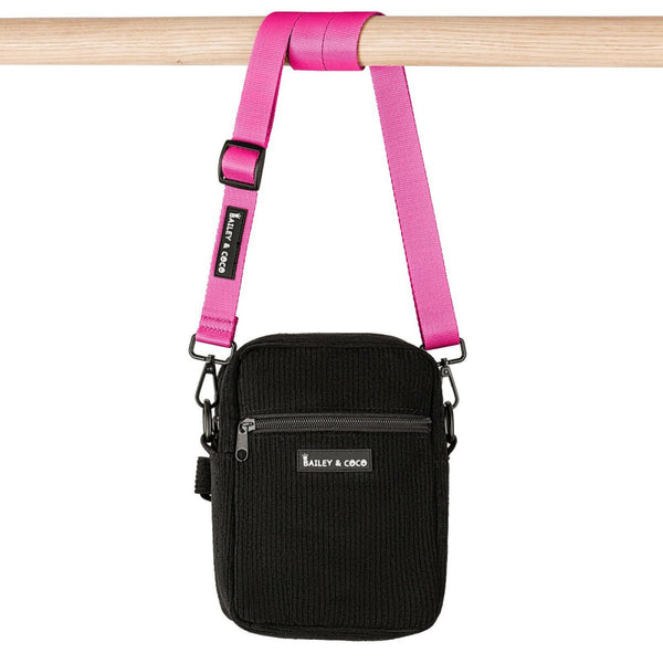 Dog Walking Bag With Hot Pink Strap - Black - Bailey and Coco (UK)