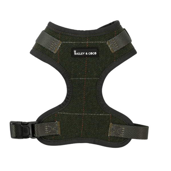 Forest Tweed Dog Harness - Adjustable Neck Dog Harness - Bailey and Coco (UK)
