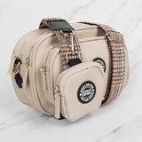 Heritage Plaid Adjustable Dog Harness, Lead, Collar & Latte Dog Walking Bag Bundle - Bailey and Coco (UK)