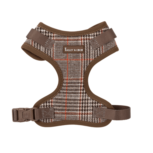 Heritage Plaid Dog Harness - Adjustable Neck Dog Harness - Bailey and Coco (UK)