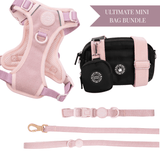 Lavender Tweed - Colour Drops - Adjustable Dog Harness, Lead, Collar & Mini Black Dog Walking Bag Bundle - Bailey and Coco (UK)