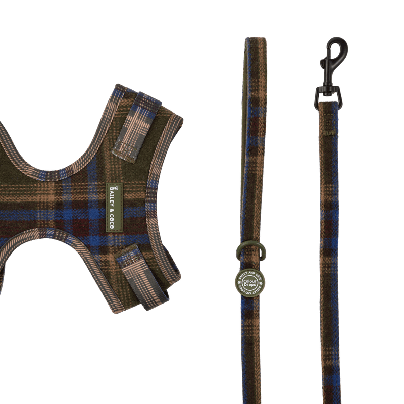 Lightweight Mini Dog Lead 5ft - Colour Drops - Mayfair Tweed - Bailey and Coco (UK)