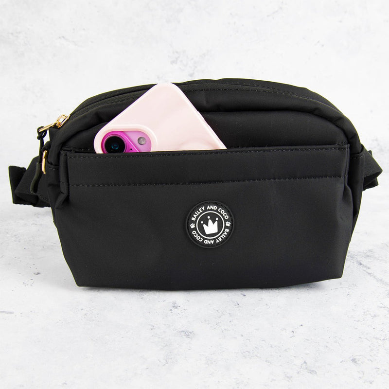 Magnetic Snap Dog Walking Bum Bag - Black - Bailey and Coco (UK)