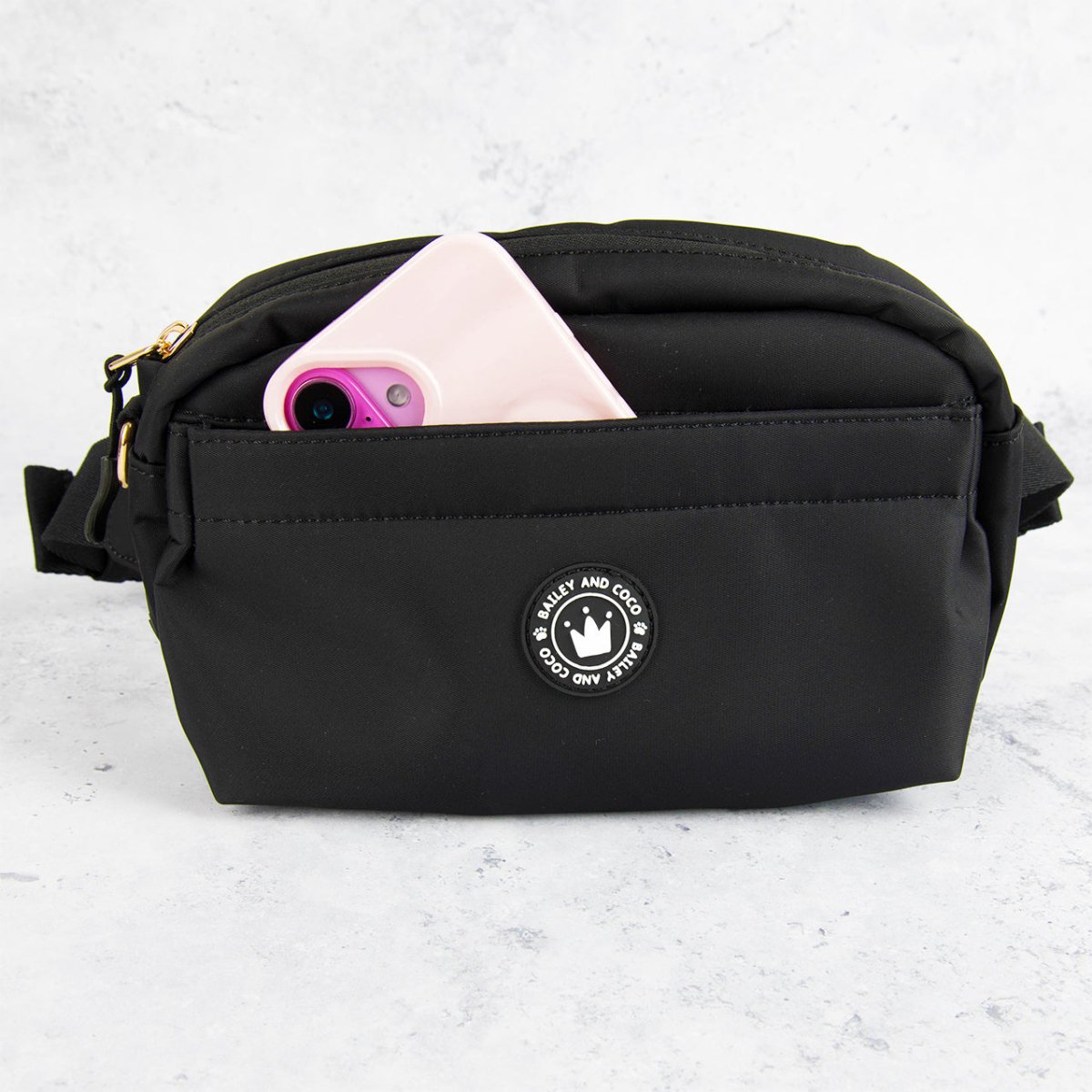 Magnetic Snap Dog Walking Bum Bag - Black - Bailey and Coco (UK)