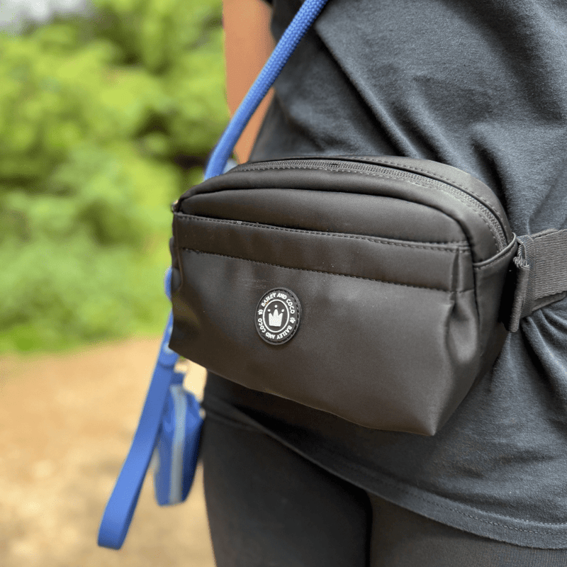 Magnetic Snap Dog Walking Bum Bag - Black - Bailey and Coco (UK)