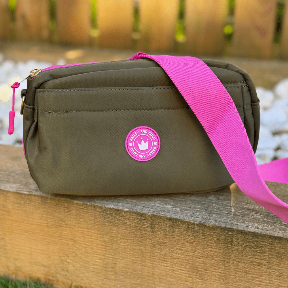 Magnetic Snap Dog Walking Bum Bag - Olive it Hot - Bailey and Coco (UK)