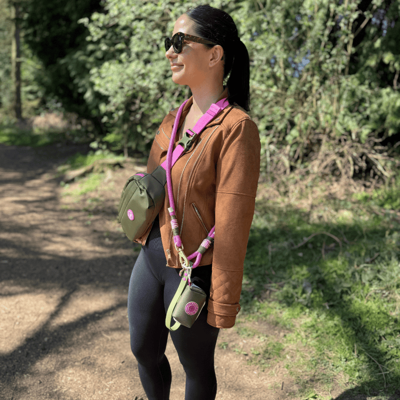 Magnetic Snap Dog Walking Bum Bag - Olive it Hot - Bailey and Coco (UK)
