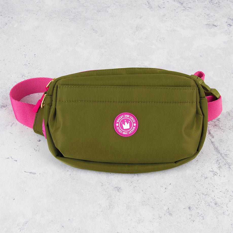Magnetic Snap Dog Walking Bum Bag - Olive it Hot - Bailey and Coco (UK)