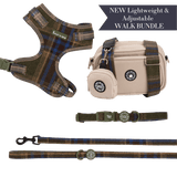Mayfair Tweed - Colour Drops - Lightweight & Adjustable Dog Harness, Lead, Collar & Dog Walking Bag Bundle Latte - Bailey and Coco (UK)