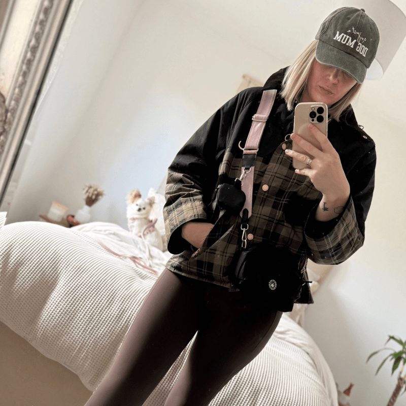 Mini Magnetic Snap Dog Walking Bag with Lavender Tweed Strap - Bailey and Coco (UK)