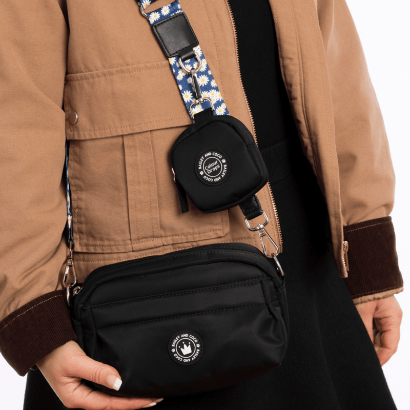 Mini Magnetic Snap Dog Walking Bag with Loves me, Loves me not Strap - Bailey and Coco (UK)