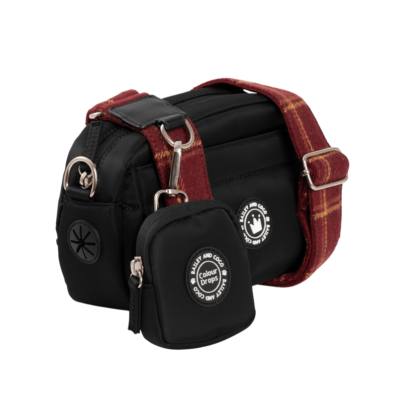 Mini Magnetic Snap Dog Walking Bag with Mulberry Plaid Strap - Bailey and Coco (UK)