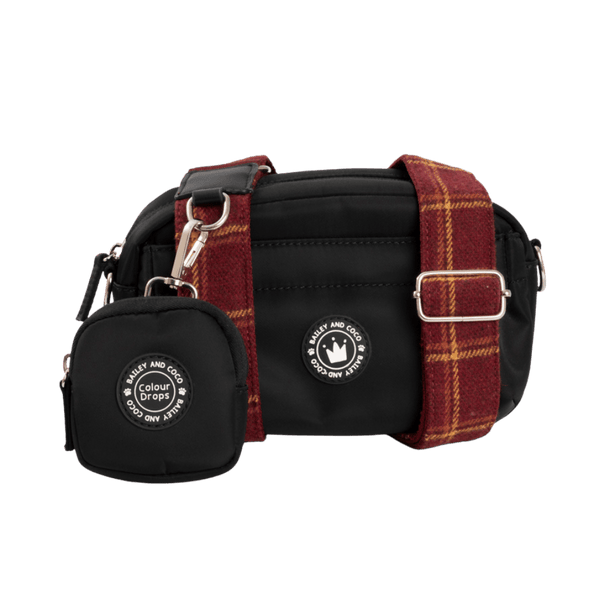 Mini Magnetic Snap Dog Walking Bag with Mulberry Plaid Strap - Bailey and Coco (UK)