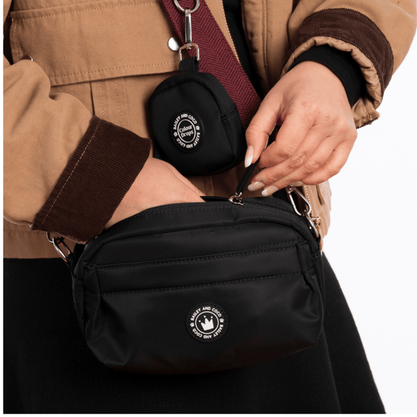 Mini Magnetic Snap Dog Walking Bag with Mulberry Tweed Strap - Bailey and Coco (UK)