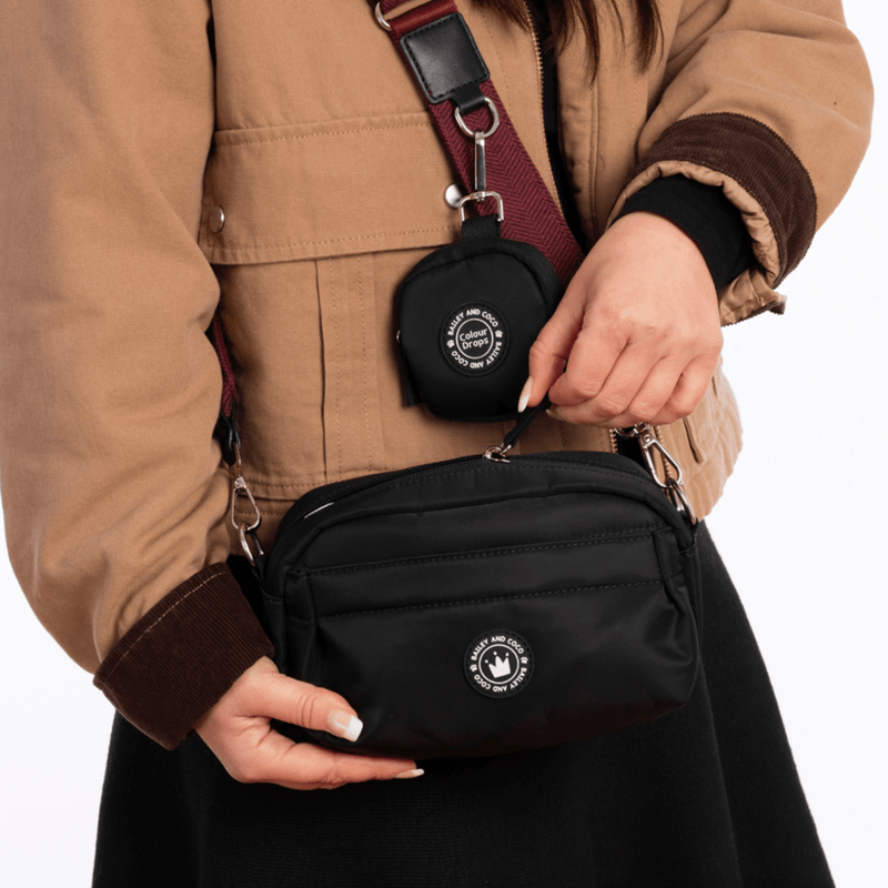 Mini Magnetic Snap Dog Walking Bag with Mulberry Tweed Strap - Bailey and Coco (UK)