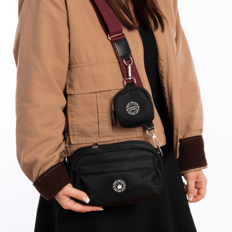 Mini Magnetic Snap Dog Walking Bag with Mulberry Tweed Strap - Bailey and Coco (UK)