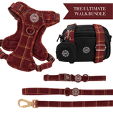 Mulberry Plaid Adjustable Dog Harness, Lead, Collar & Dog Walking Bag Bundle - Bailey and Coco (UK)