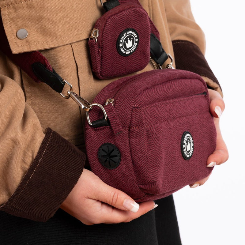 Mulberry Tweed Adjustable Dog Harness, Lead, Collar & Tweed Dog Walking Bag Bundle - Bailey and Coco (UK)