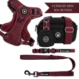Mulberry Tweed - Colour Drops - Adjustable Dog Harness, Lead, Collar & Mini Black Dog Walking Bag Bundle - Bailey and Coco (UK)